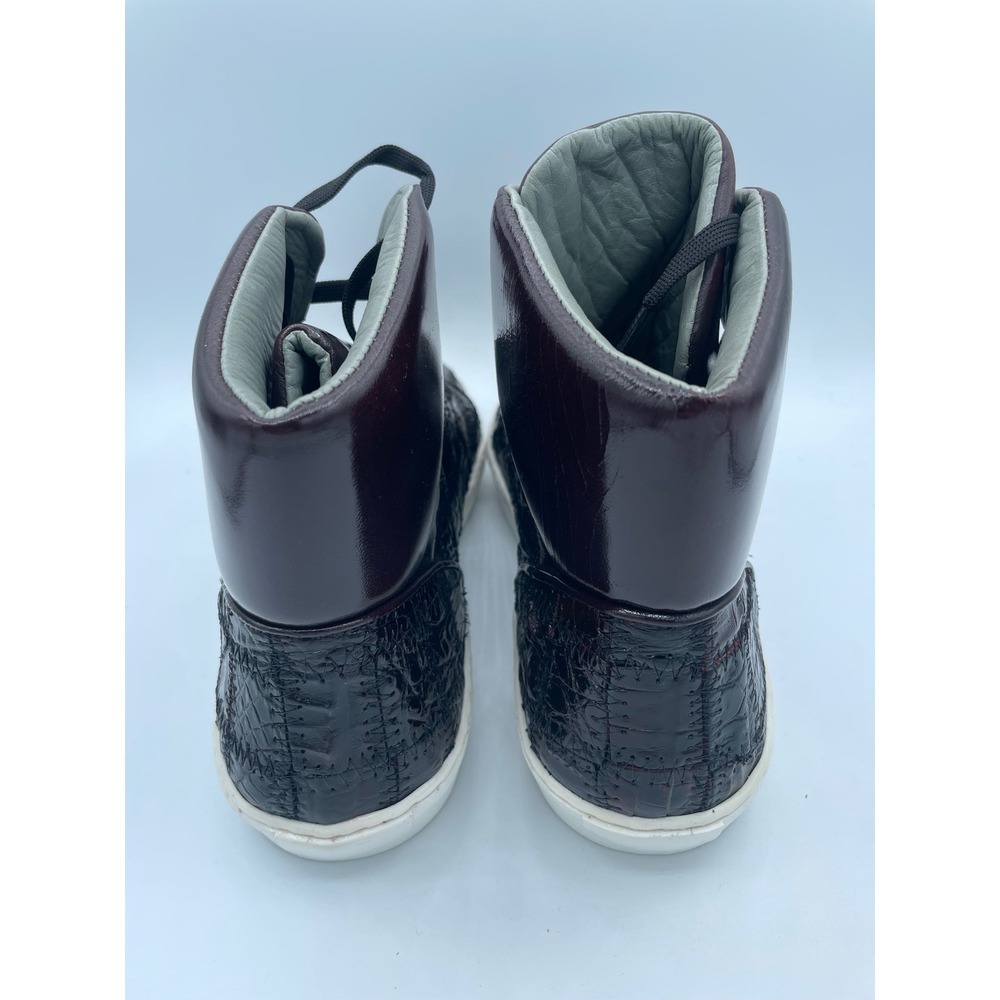 Belvedere Mens Black Cherry Crocodile Leather High Top Sneakers Vero Y01 Size 8 - Picture 5 of 10